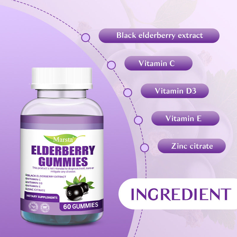 Black Elderberry Gummies with Vitamin C, D3 & Zinc