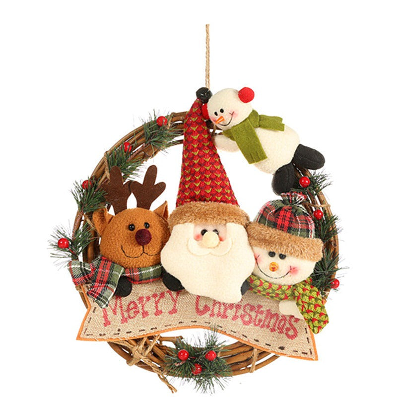 Christmas Wreath With Plush Figures For Cheerful Doors