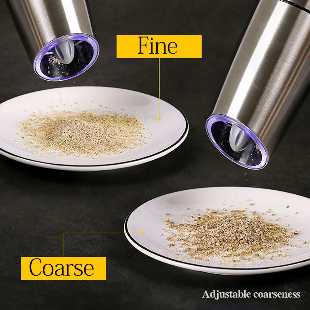 Electric Pepper and Salt Grinder with Blue LED Light