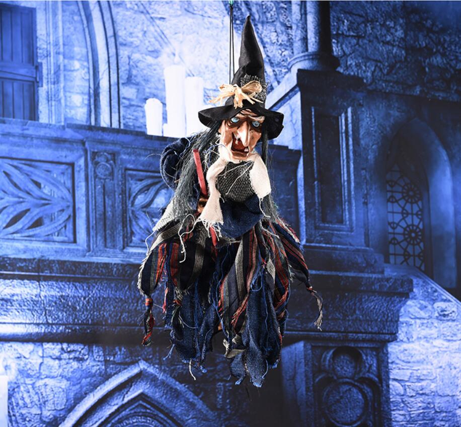 Hanging Witch Ghost Halloween Decoration With Lights