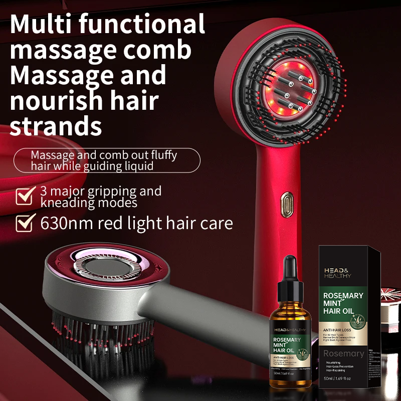 Scalp Massage Comb with Red Light for Daily Hair Care