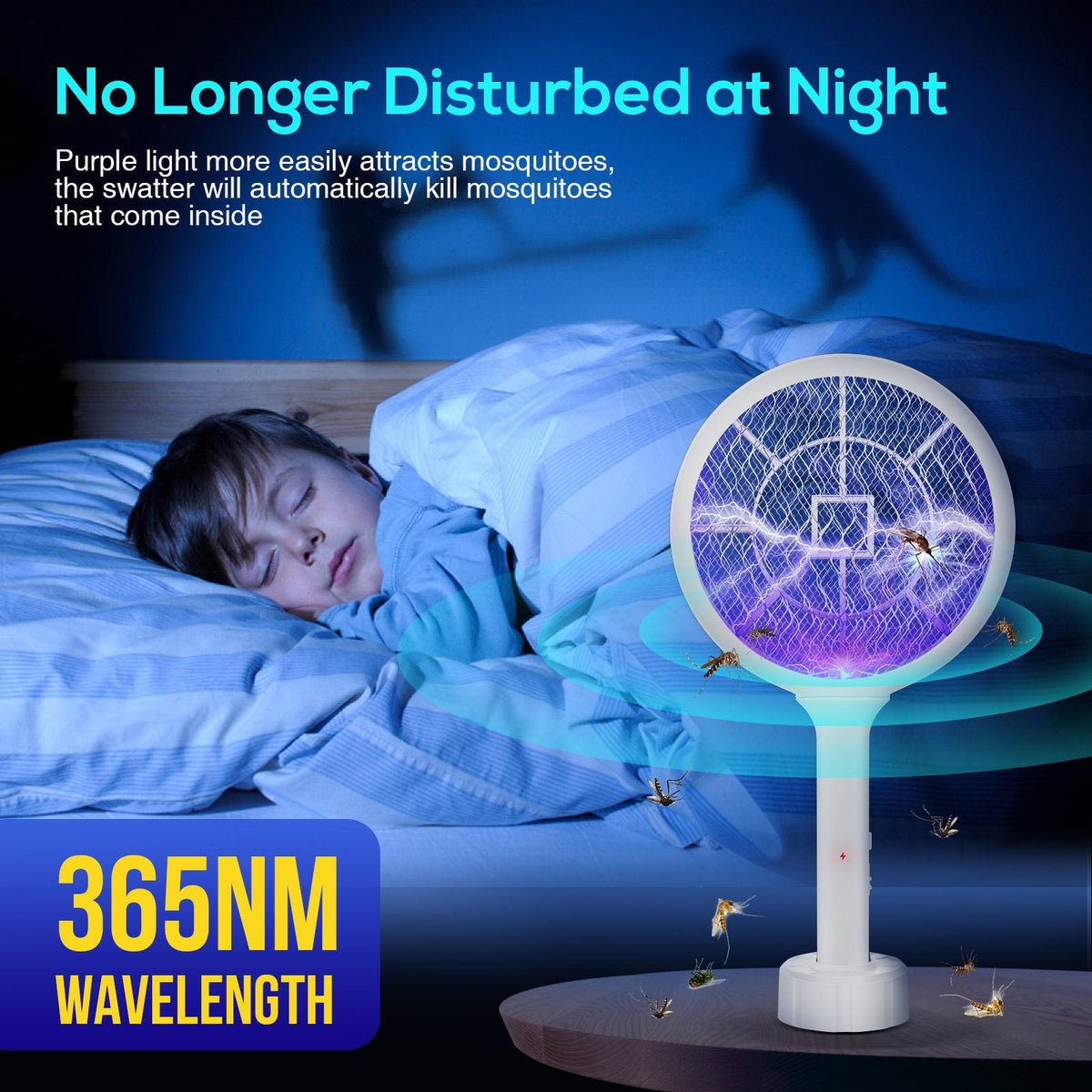 Electric Mosquito Swatter with UV Light and 3000V Mesh