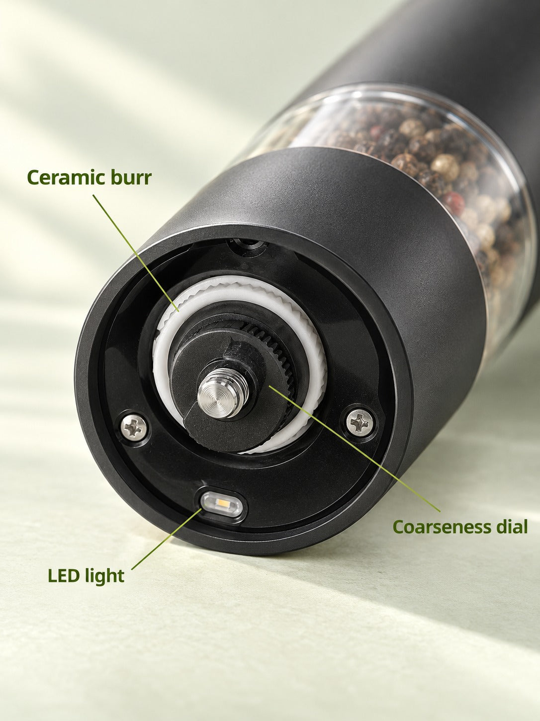 Electric Pepper Grinder: 6 Adjustable Coarseness Levels