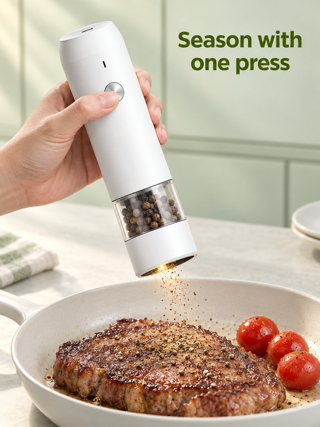 Electric Pepper Grinder: 6 Adjustable Coarseness Levels