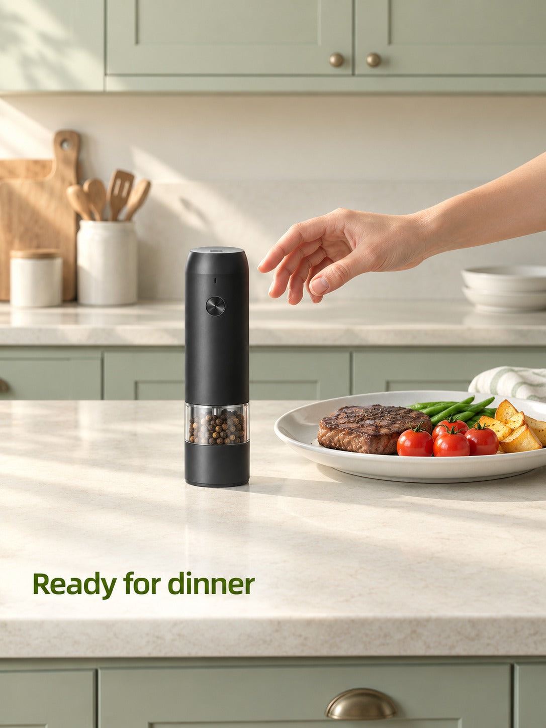 Electric Pepper Grinder: 6 Adjustable Coarseness Levels