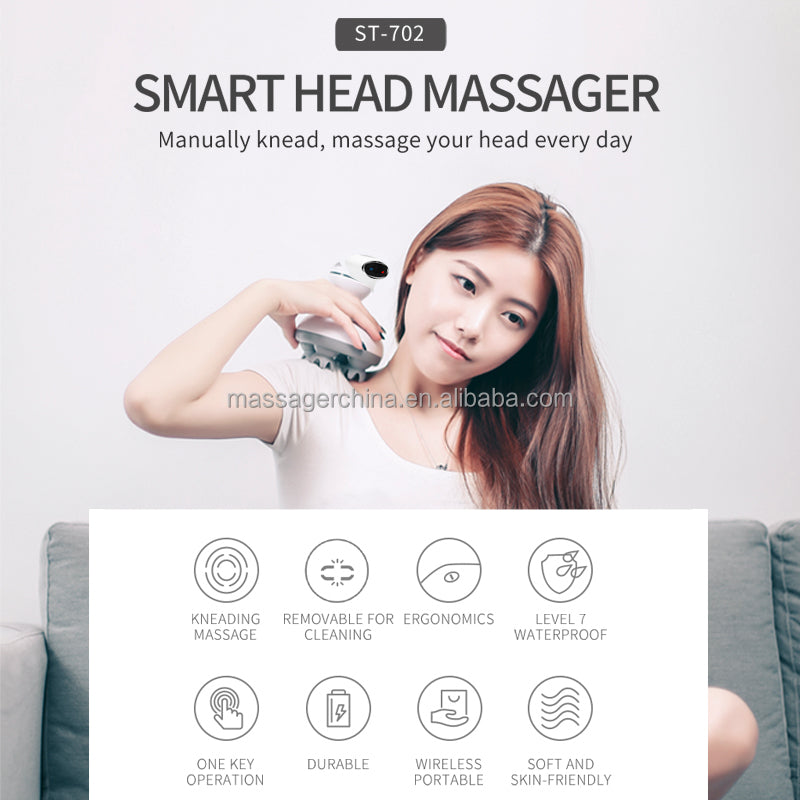 Electric Scalp Massager with Kneading Nodes and Red Light
