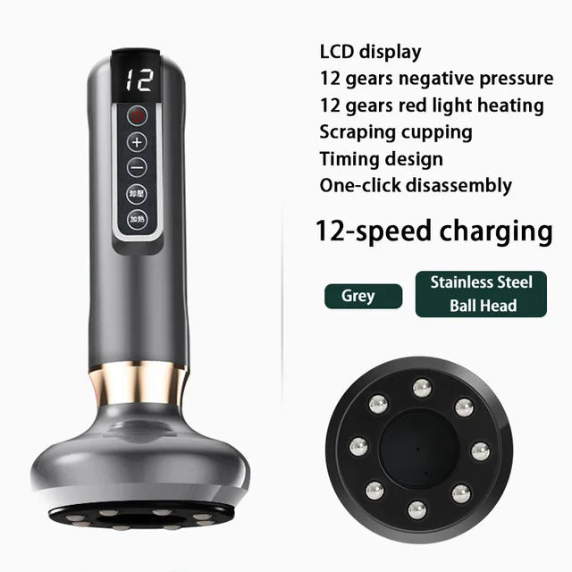 Electric Cupping Massager with 4 Interchangeable Heads
