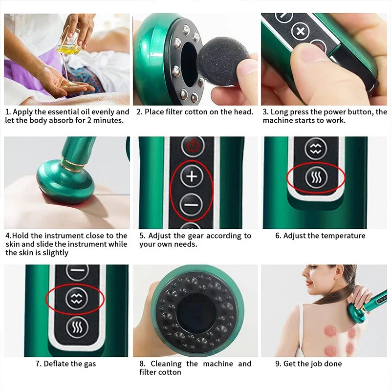 Electric Cupping Massager with 4 Interchangeable Heads
