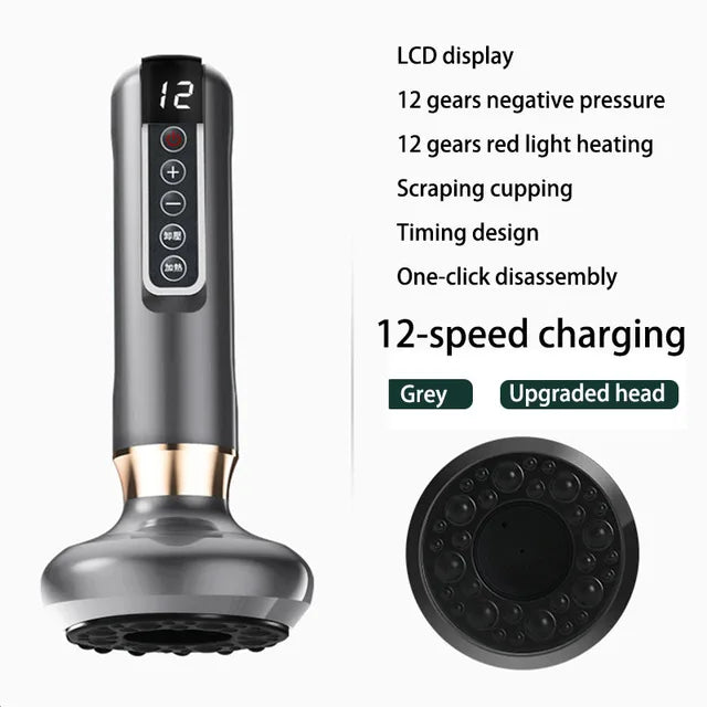 Electric Cupping Massager with 4 Interchangeable Heads