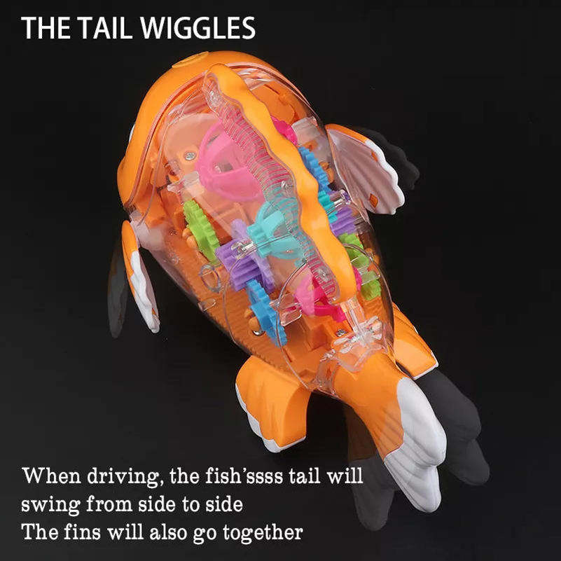 Self-Driving Fish Toy With Lights, Music & Moving Tail