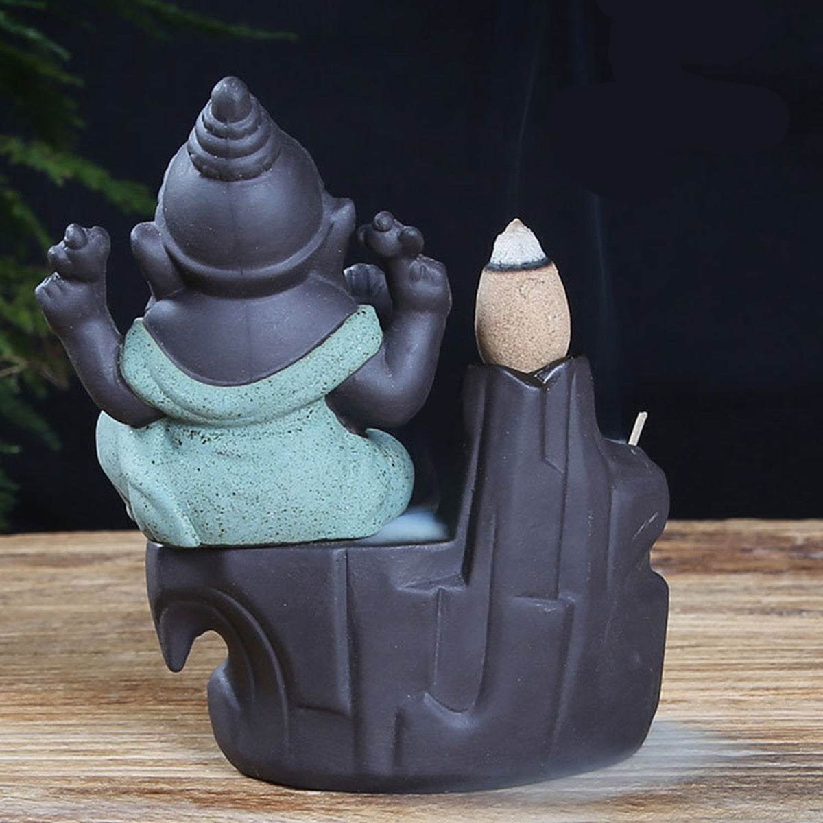 Ganesha Backflow Incense Burner with Smoke Waterfall