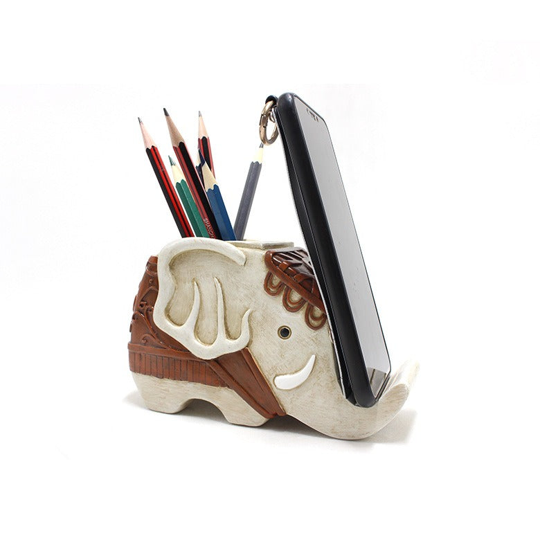 Elephant Pen Holder Phone Stand Desk Organizer Decor