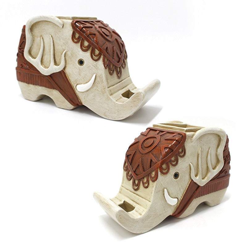 Elephant Pen Holder Phone Stand Desk Organizer Decor