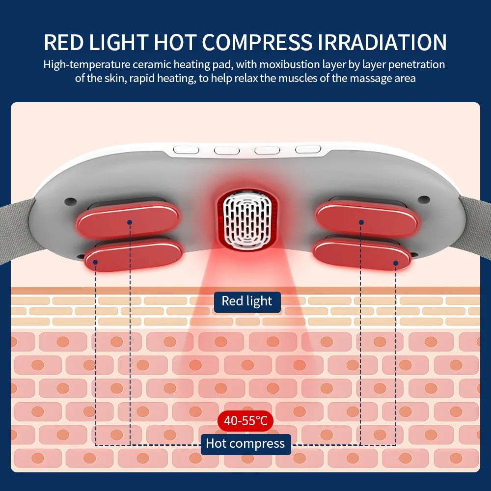 EMS Waist Massager with Heat & Red Light for Lower Back