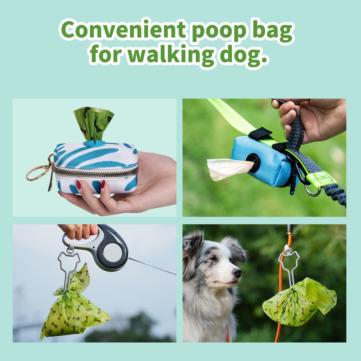 Eco-Friendly Dog Poop Bags with Handy Leash Dispenser