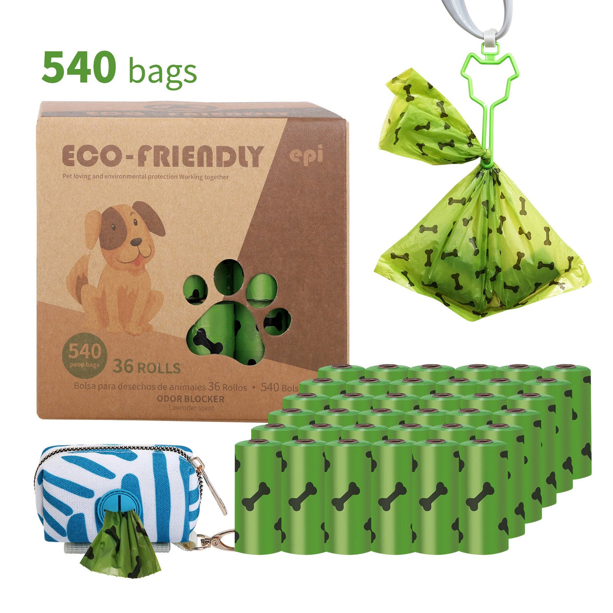 Eco-Friendly Dog Poop Bags with Handy Leash Dispenser