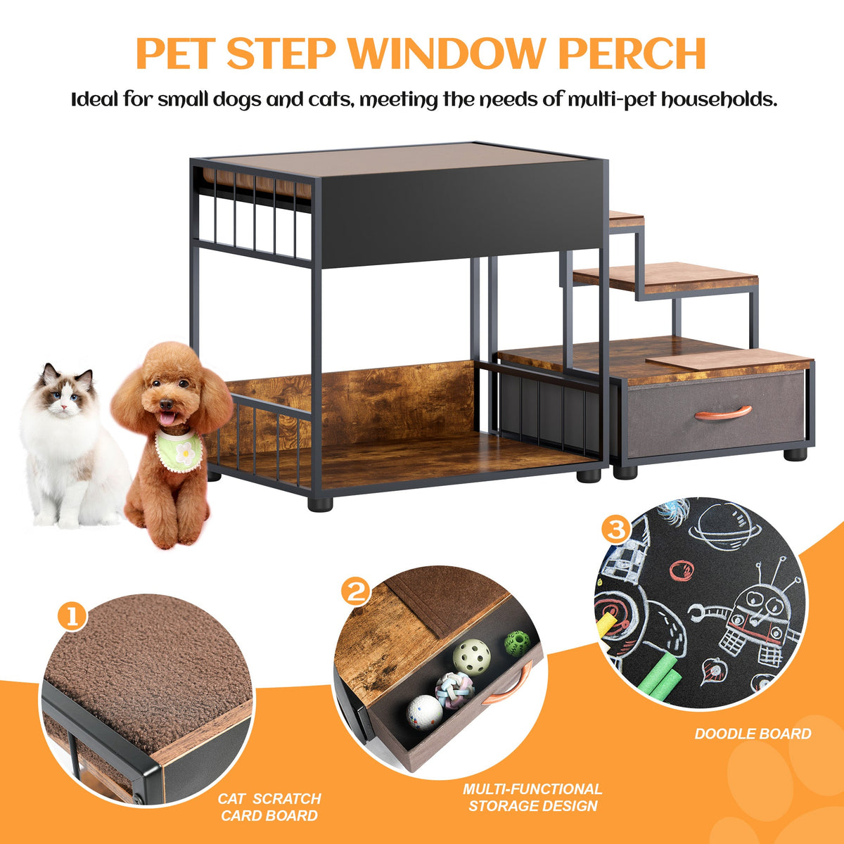 Elevated Dog Bed Window Perch With Storage Platform
