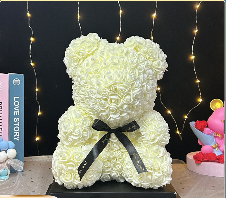 40cm Rose Bear Gift with Long-Lasting Light-Up Display