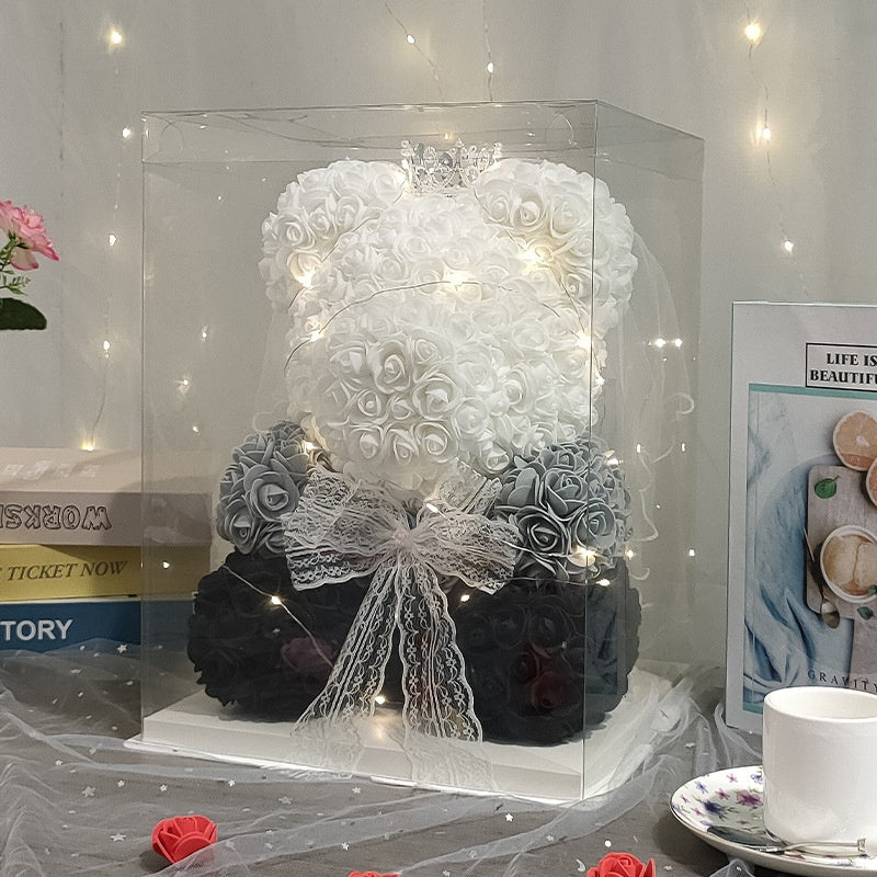 40cm Rose Bear Gift with Long-Lasting Light-Up Display