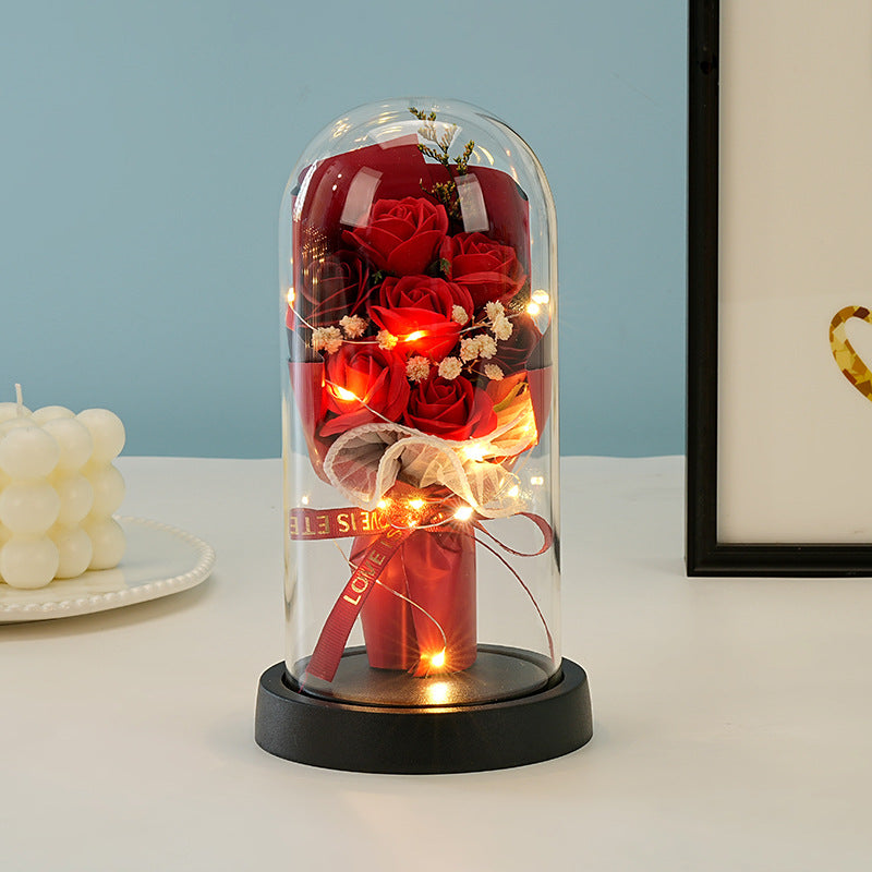 Eternal Rose Bouquet Glass Dome Night Light Gift