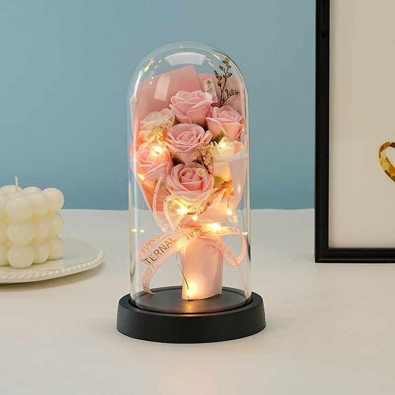 Eternal Rose Bouquet Glass Dome Night Light Gift