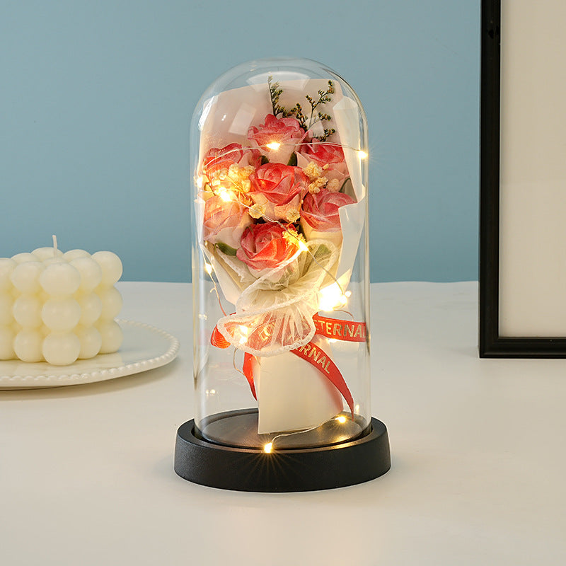 Eternal Rose Bouquet Glass Dome Night Light Gift