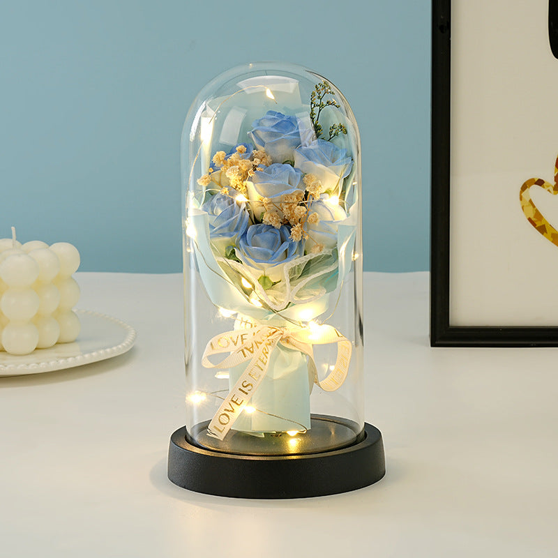 Eternal Rose Bouquet Glass Dome Night Light Gift
