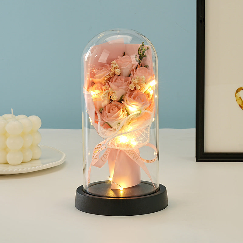 Eternal Rose Bouquet Glass Dome Night Light Gift