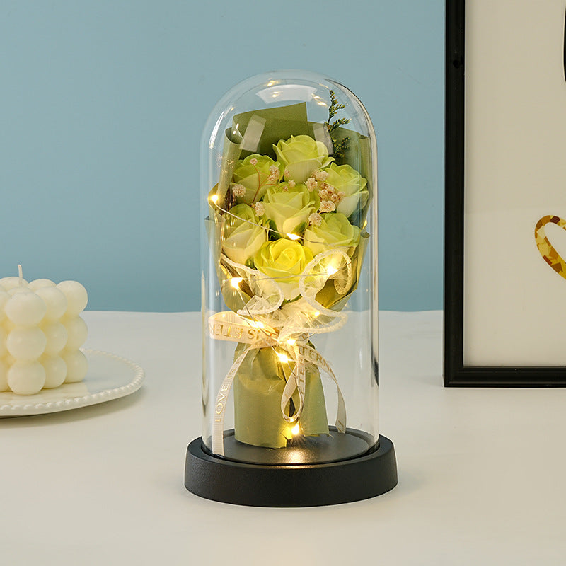 Eternal Rose Bouquet Glass Dome Night Light Gift