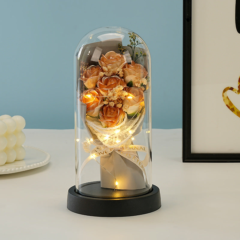 Eternal Rose Bouquet Glass Dome Night Light Gift