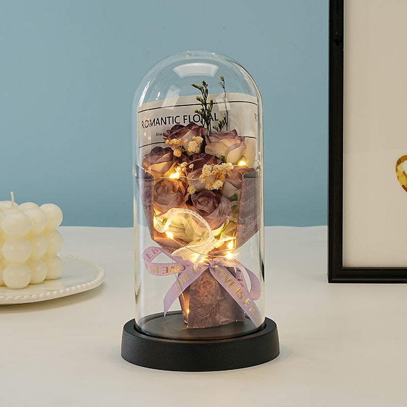Eternal Rose Bouquet Glass Dome Night Light Gift