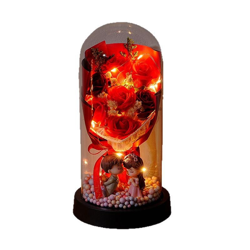 Eternal Rose Bouquet Glass Dome Night Light Gift