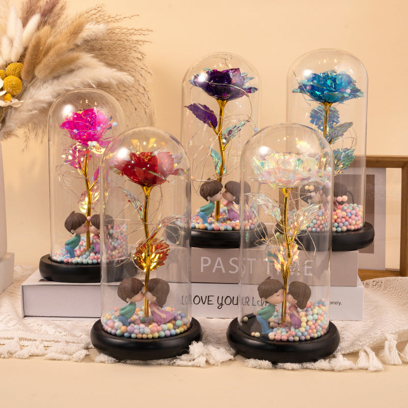 Eternal Rose Glass Lamp – Glowing Romantic Keepsake