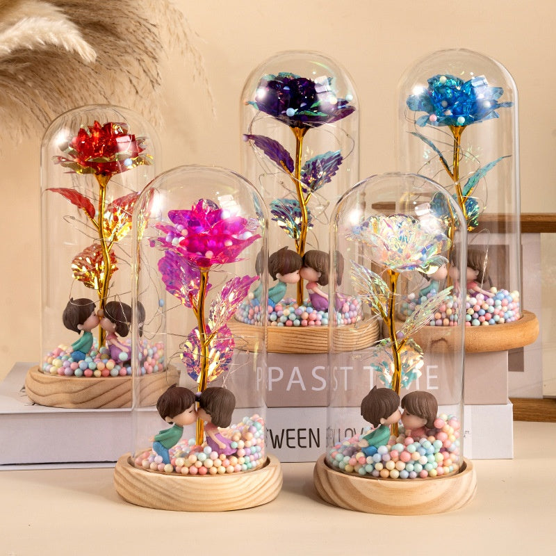 Eternal Rose Glass Lamp – Glowing Romantic Keepsake