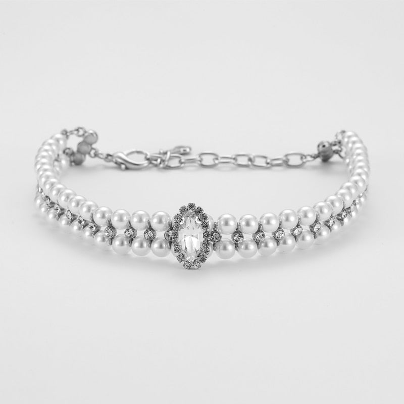 Pet Pearl Rhinestone Collar for Weddings and Photos