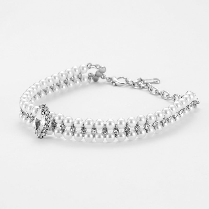 Pet Pearl Rhinestone Collar for Weddings and Photos