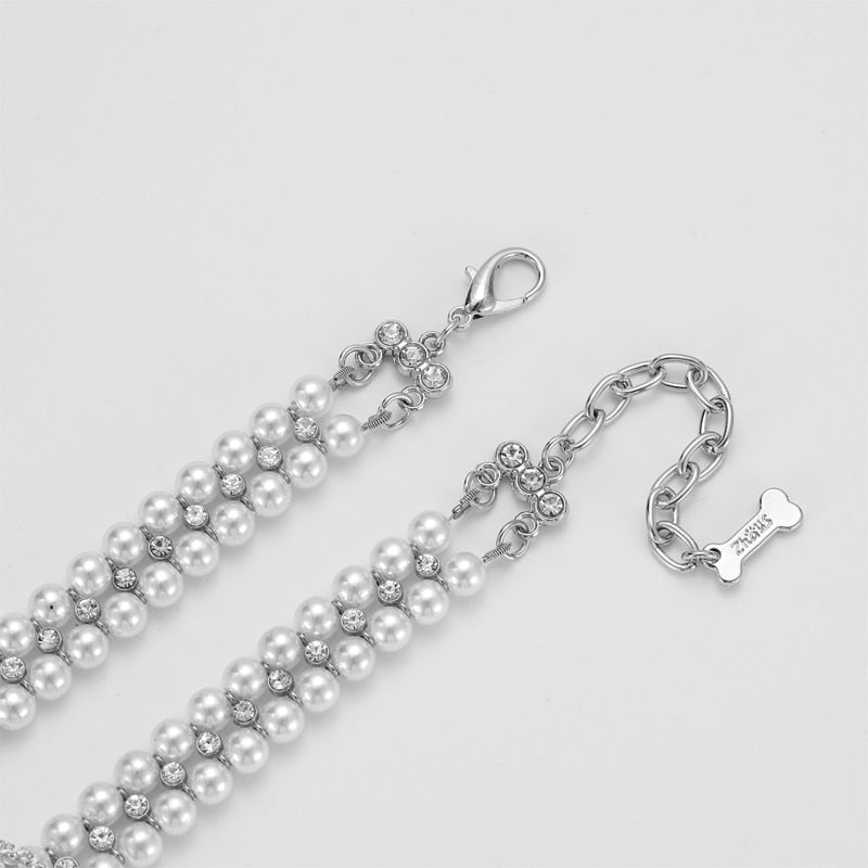 Pet Pearl Rhinestone Collar for Weddings and Photos