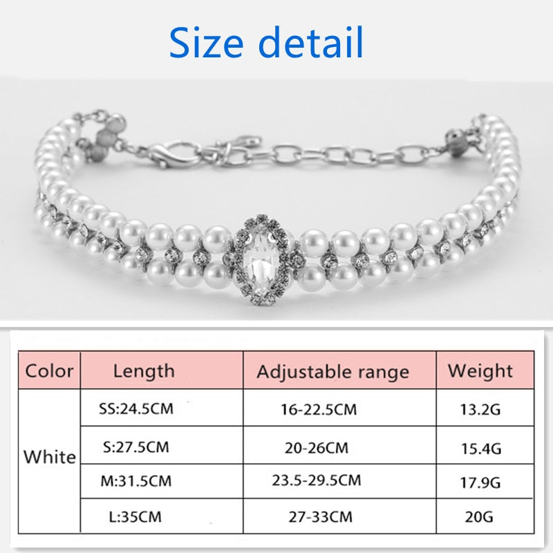 Pet Pearl Rhinestone Collar for Weddings and Photos