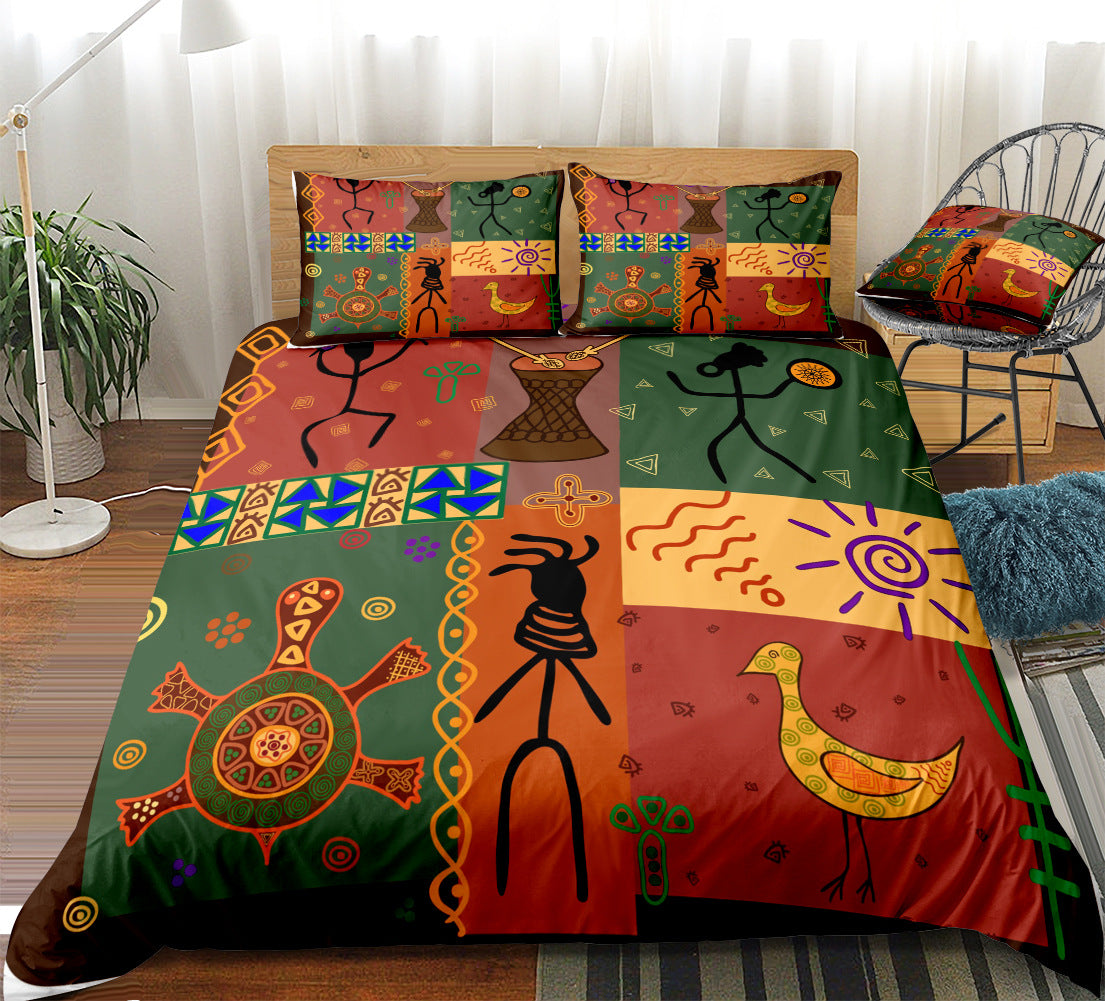 Bohemian Plaid Quilt Cover Set for Colorful Bedrooms