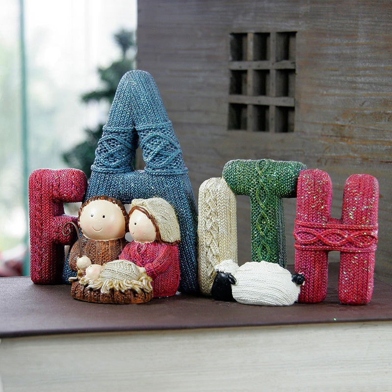 Knitted Christmas Letter Decorations & Nativity Decor