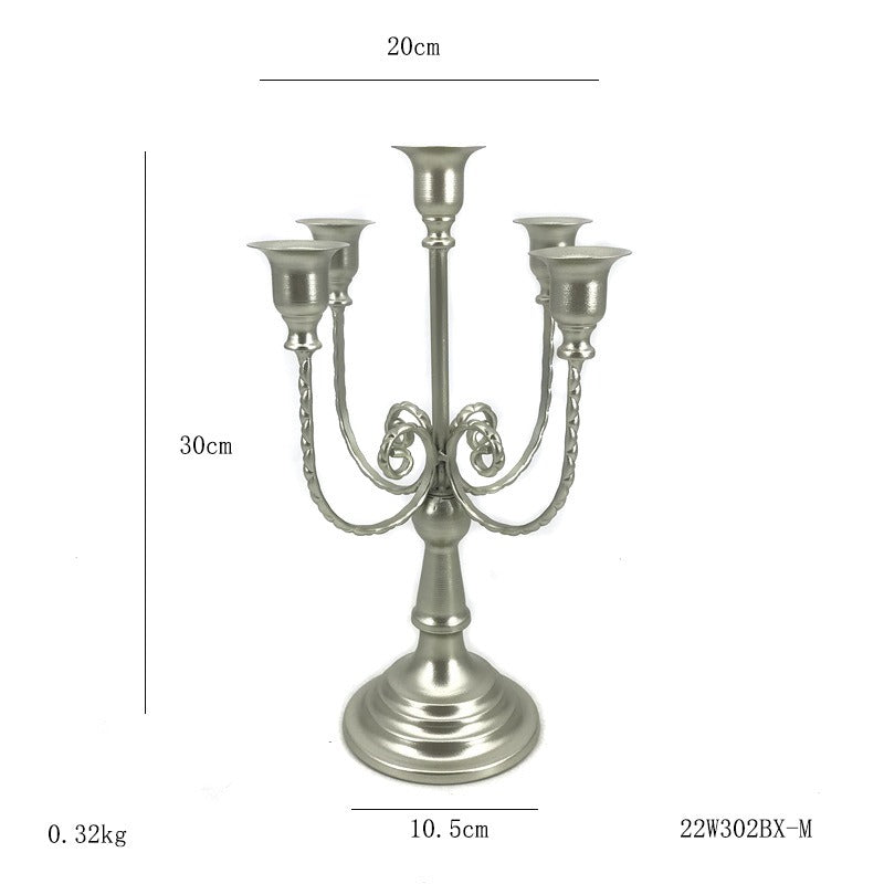 European Iron Candlestick Centerpiece, Antique Gold