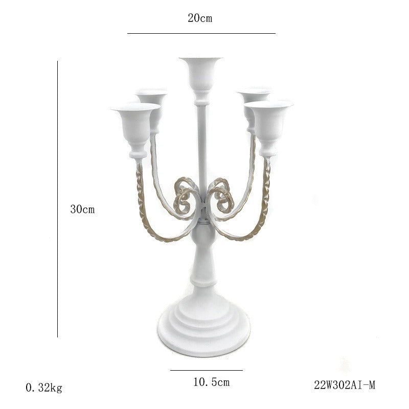 European Iron Candlestick Centerpiece, Antique Gold