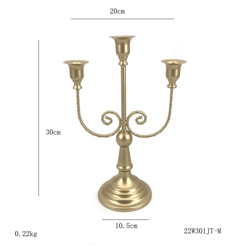 European Iron Candlestick Centerpiece, Antique Gold