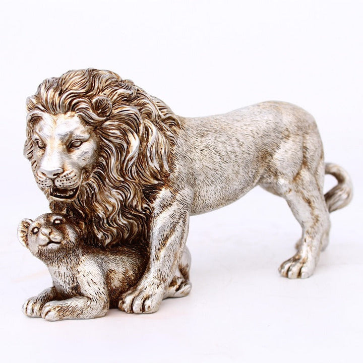 Lion and Cub Resin Statue – Regal Family Home Decor