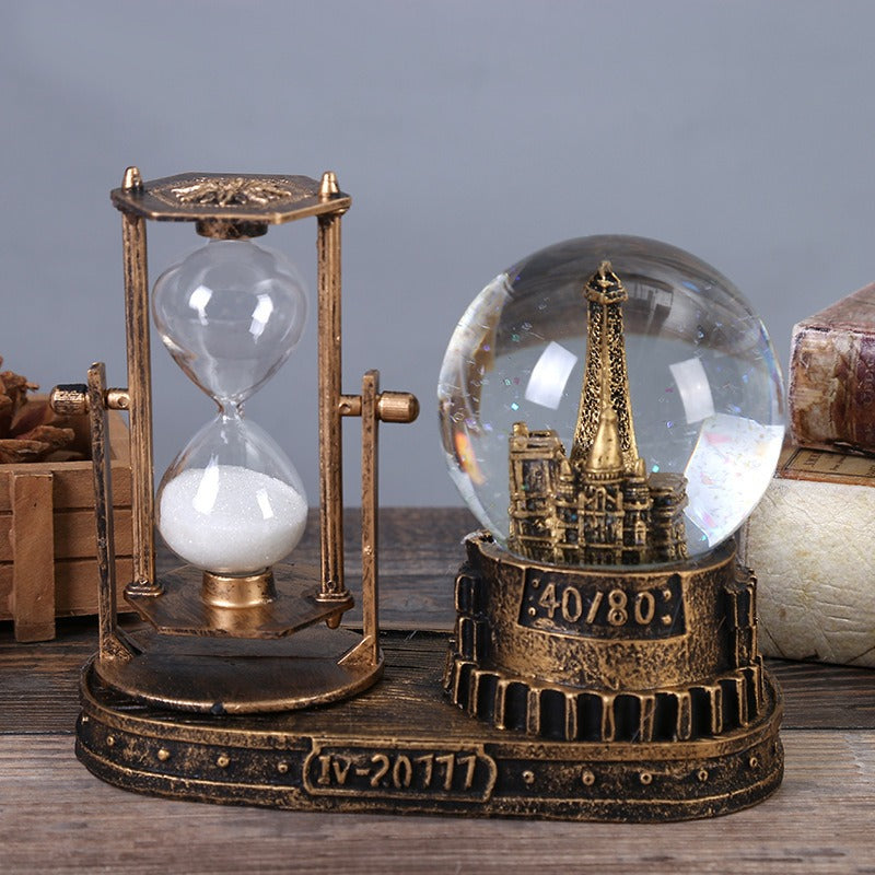 European Hourglass Desk Ornament With Vintage Charm