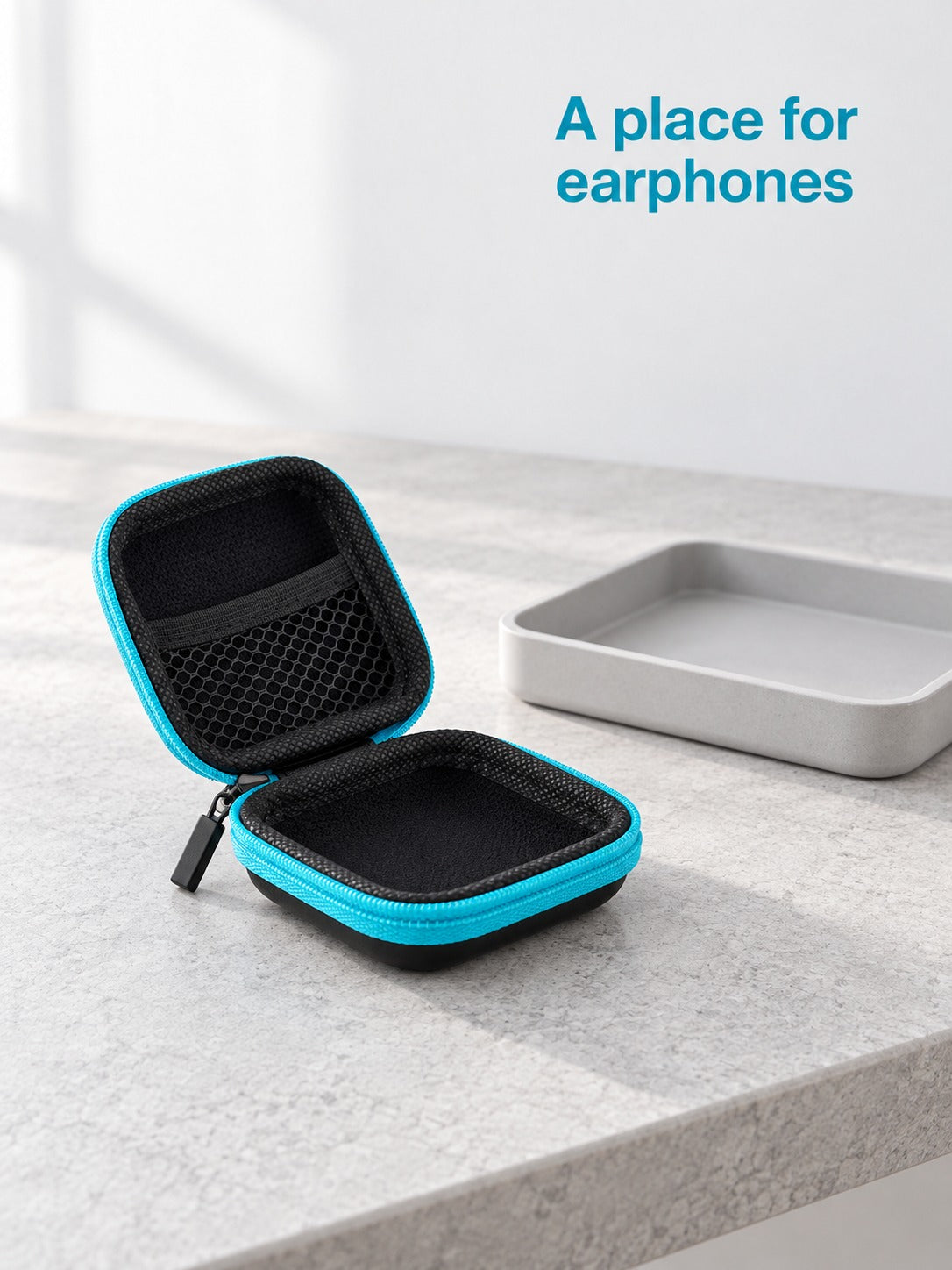 EVA Earphone Case With Mesh Pocket for Cables