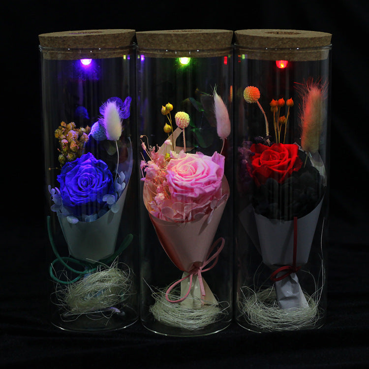Everlasting Rose Wishing Bottle With Soft LED Lights