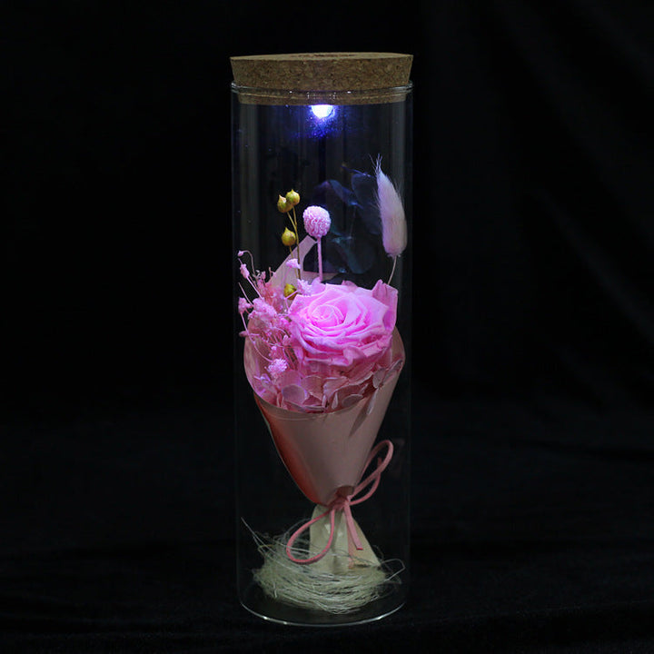 Everlasting Rose Wishing Bottle With Soft LED Lights