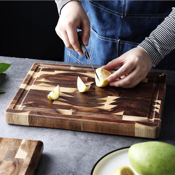 Extra Large End Grain Acacia Cutting Board, Juice Groove