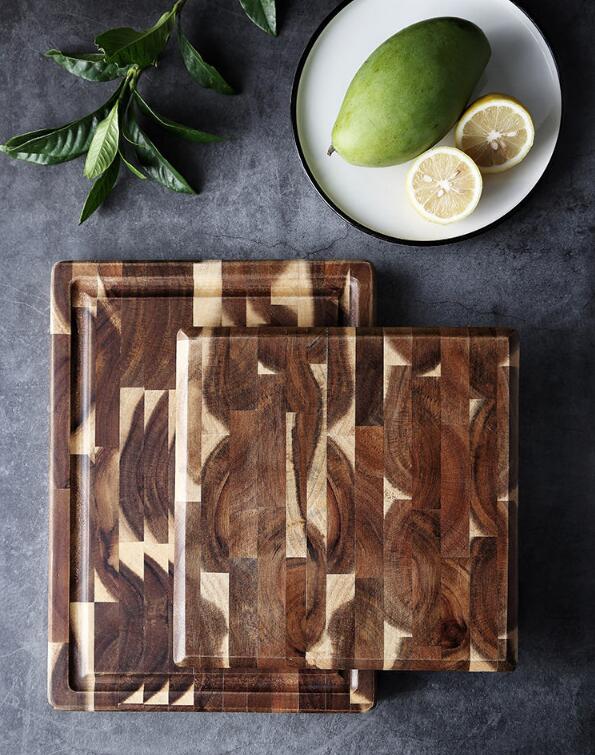Extra Large End Grain Acacia Cutting Board, Juice Groove
